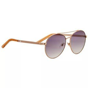 Steve Madden Designer Glam Chain Link Sunglasses, Rose Gold (Luxury/NEW/Signed)